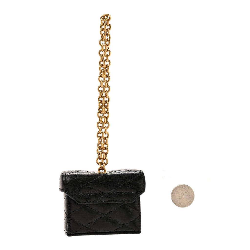 Lambskin Matelasse Monogram June Box Bag Charm Black