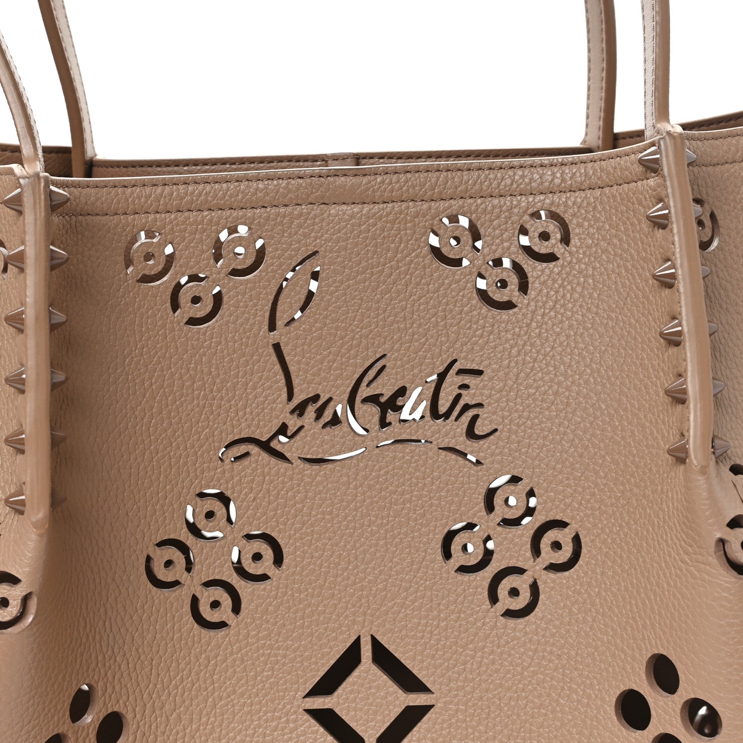 Calfskin Perforated Loubinthesky Large Cabarock Spikes Tote Roca
