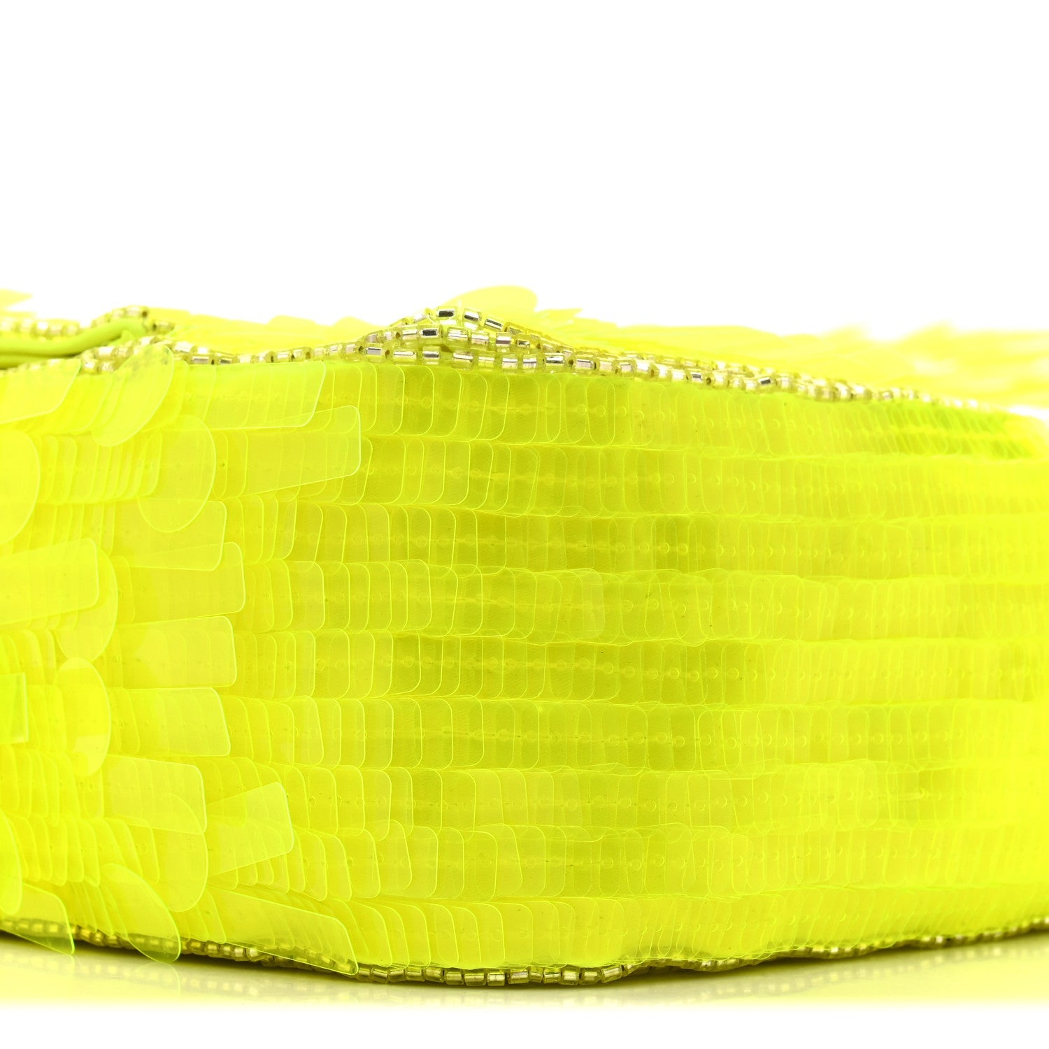 Sequin Paillettes Vitello Elaphe Grace Baguette Yellow Fluo