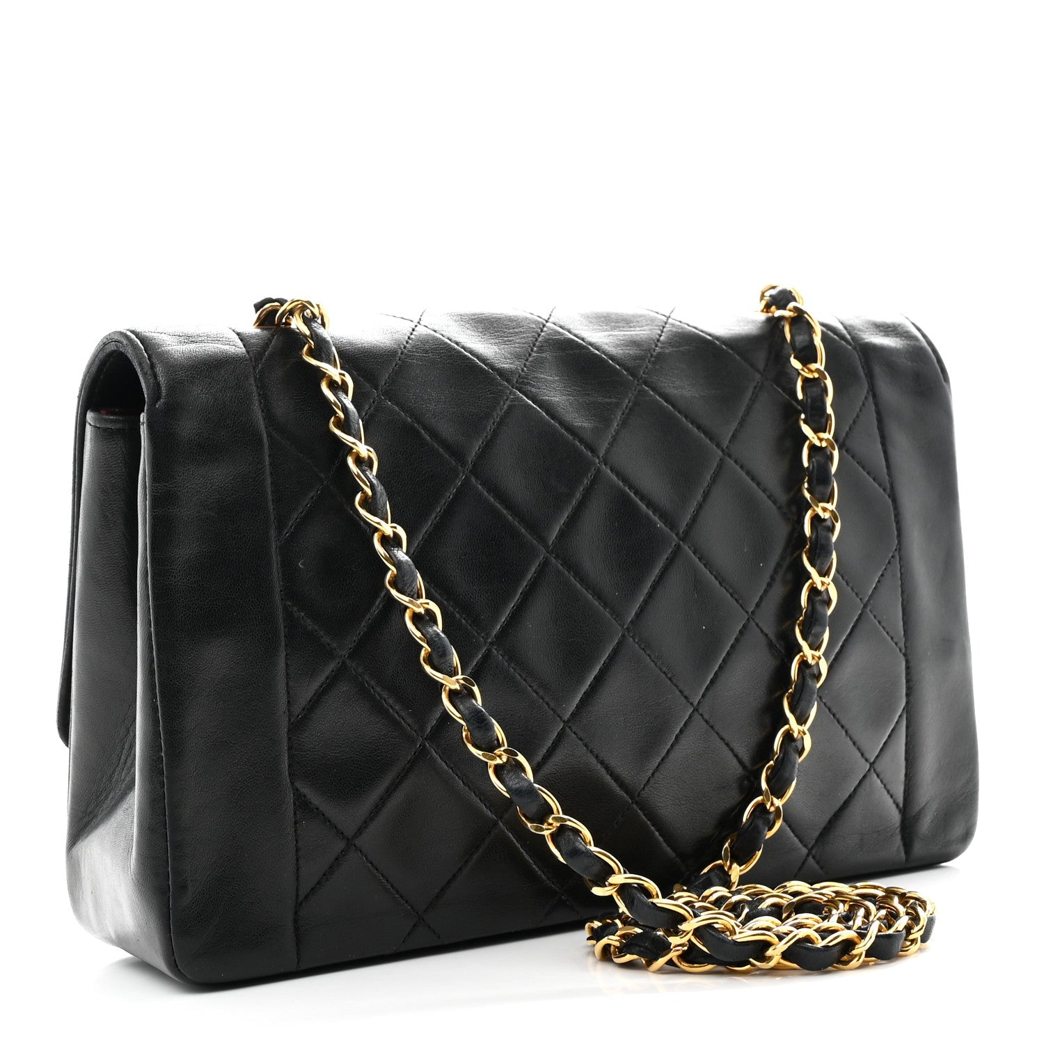 Lambskin Quilted Medium Single Flap Black