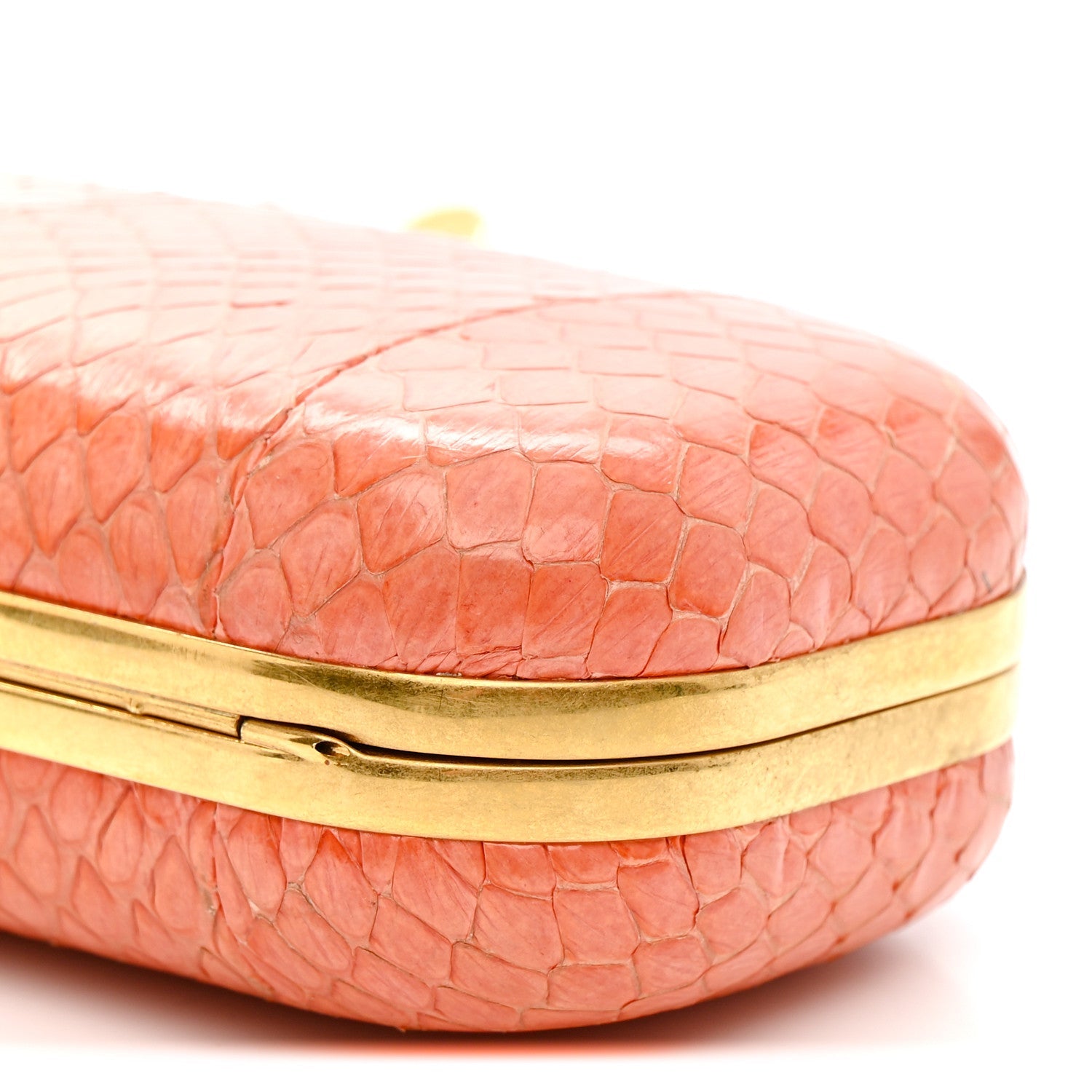 Snakeskin Knuckle Box Clutch Orange