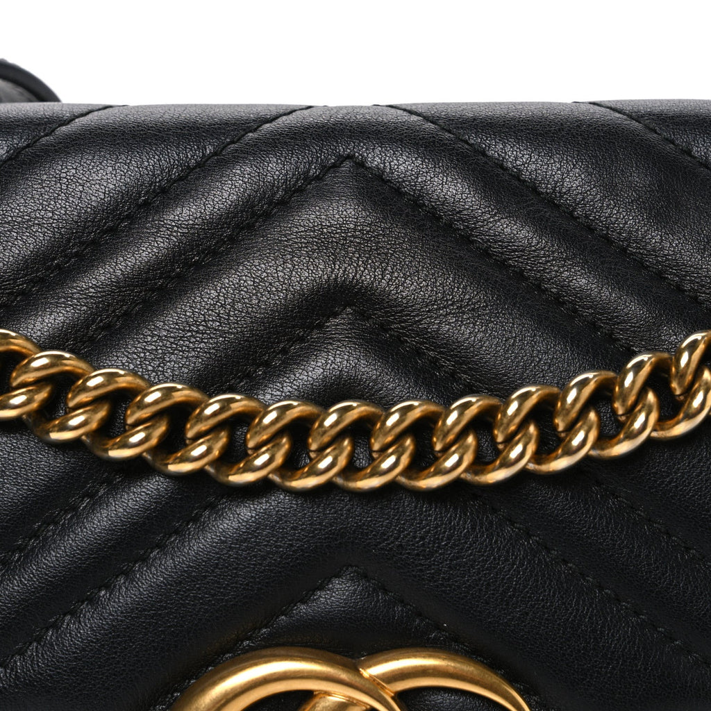 Calfskin Matelasse Small GG Marmont Shoulder Bag Black
