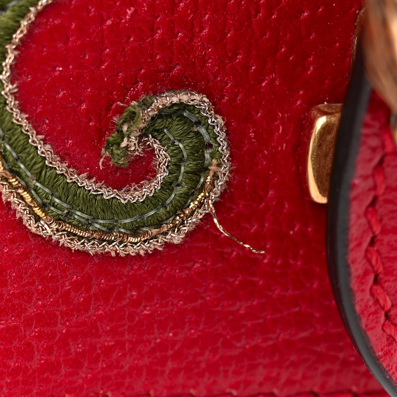 Calfskin Web Floral Embroidered Small Dionysus Shoulder Bag Hibiscus Red