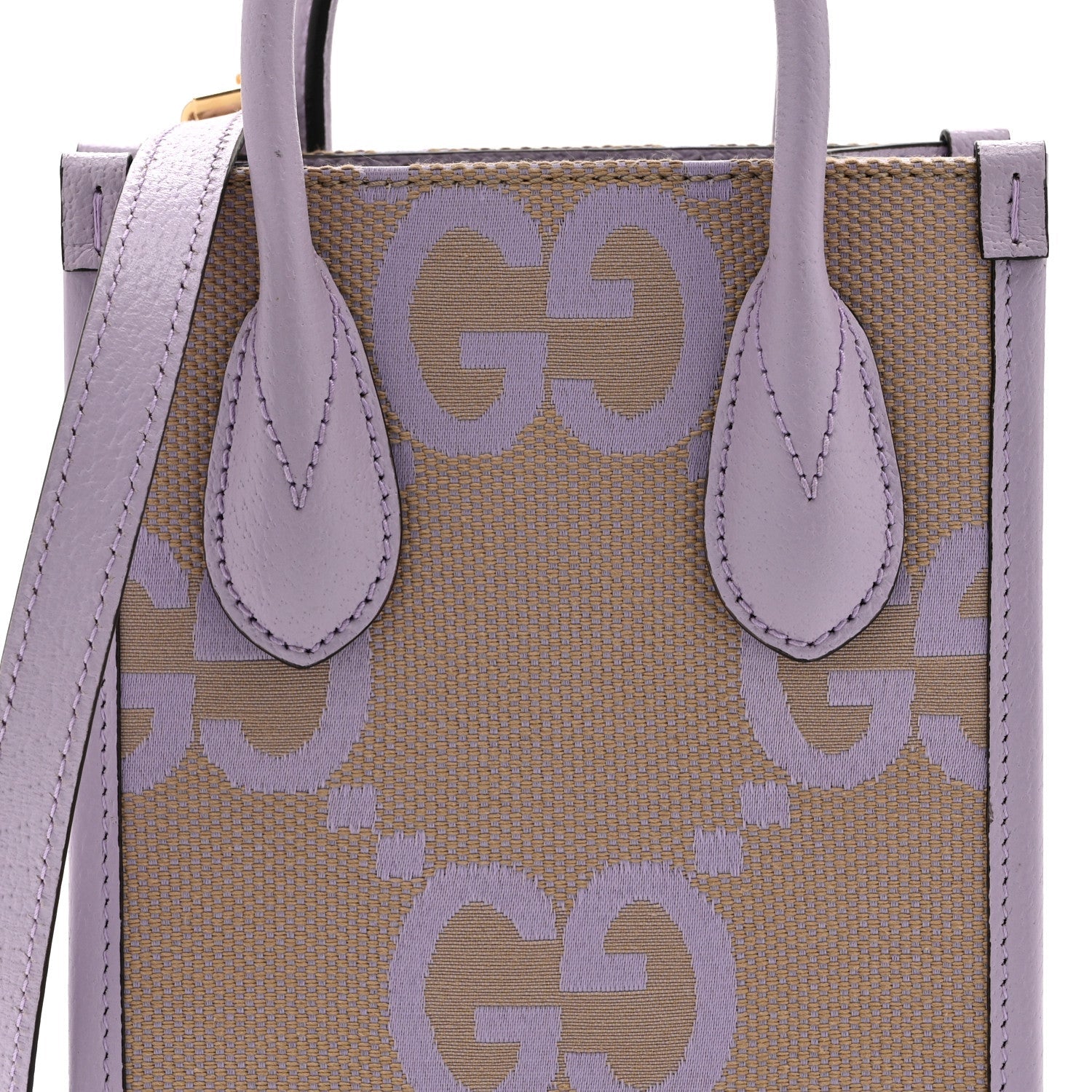 Monogram Jumbo GG Textured Dollar Calfskin Mini Tote Bag Beige Lapis