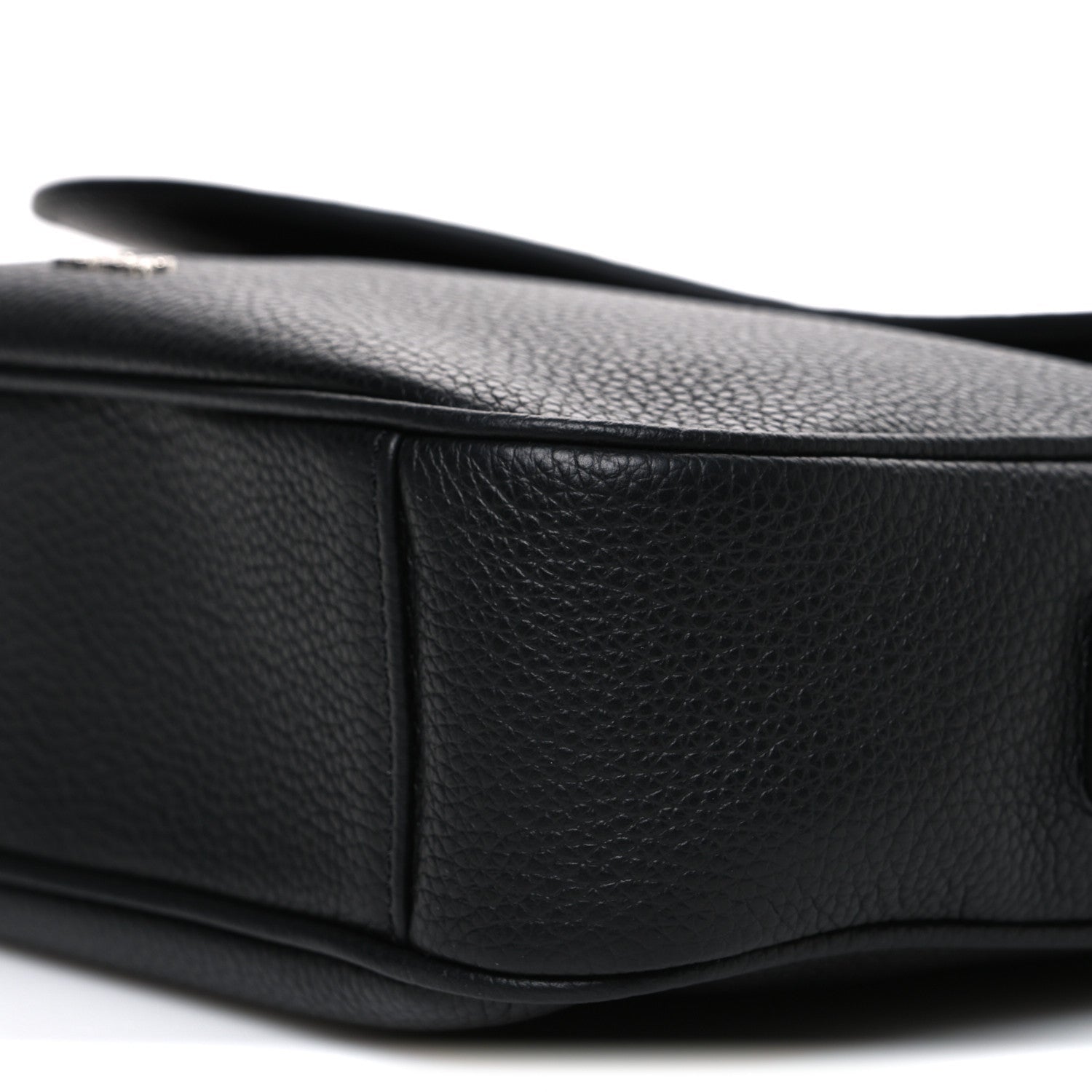 Grained Calfskin Saddle Messenger Bag Black