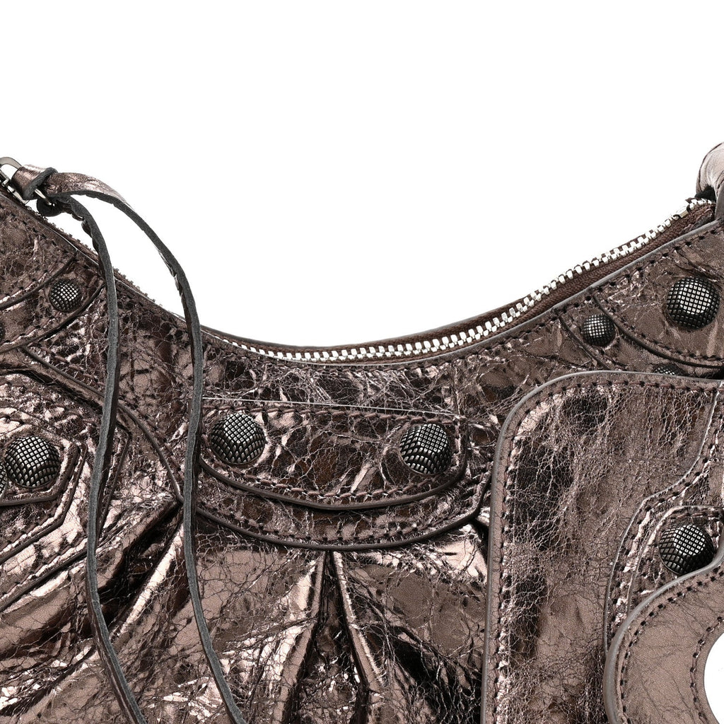 Metallic Agneau Arena Le Cagole Shoulder Bag XS Dark Bronze