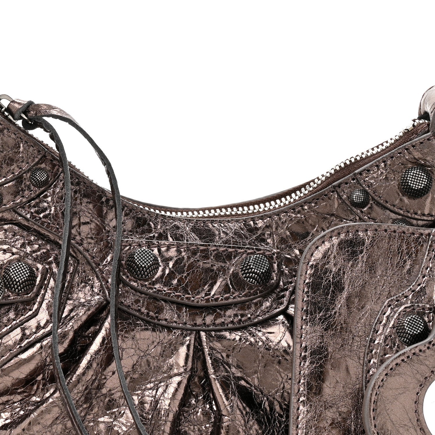 Metallic Agneau Arena Le Cagole Shoulder Bag XS Dark Bronze