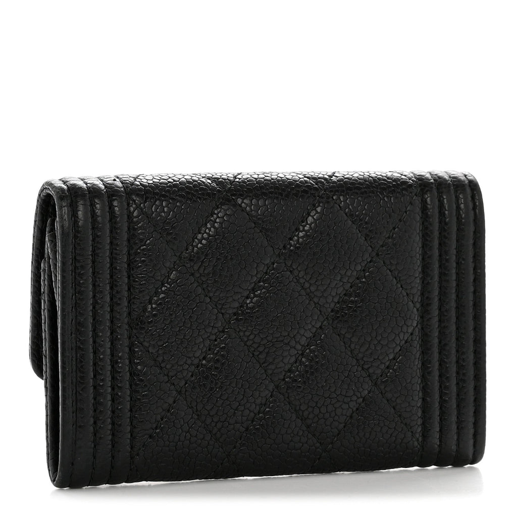 Caviar Quilted Boy Flap  Holder Black