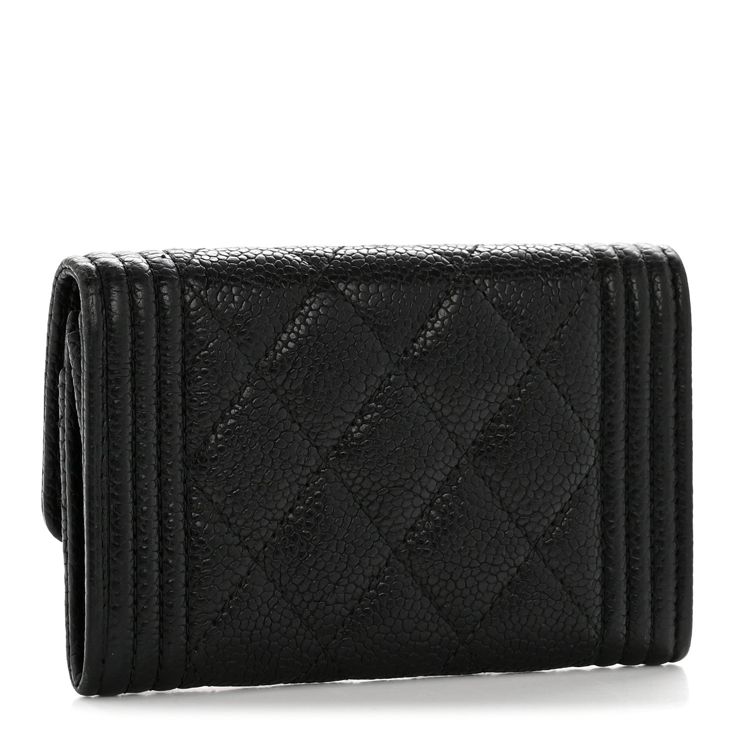 Caviar Quilted Boy Flap  Holder Black