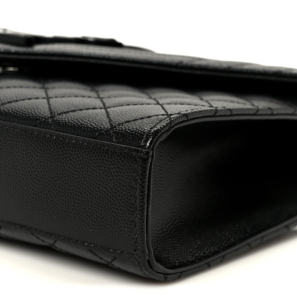 Grain De Poudre Textured Mixed Matelasse Triquilt Medium Monogram Monochrome Satchel Black