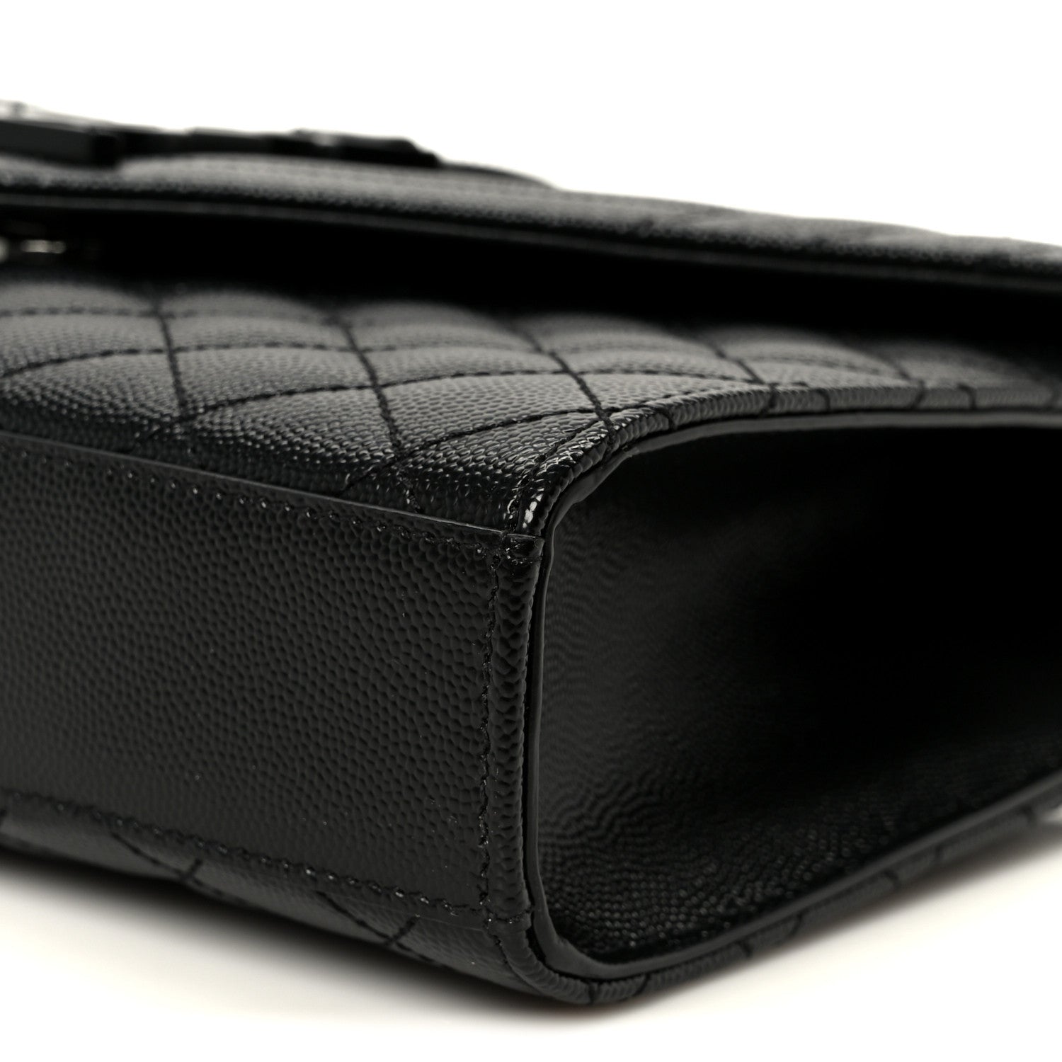 Grain De Poudre Textured Mixed Matelasse Triquilt Medium Monogram Monochrome Satchel Black