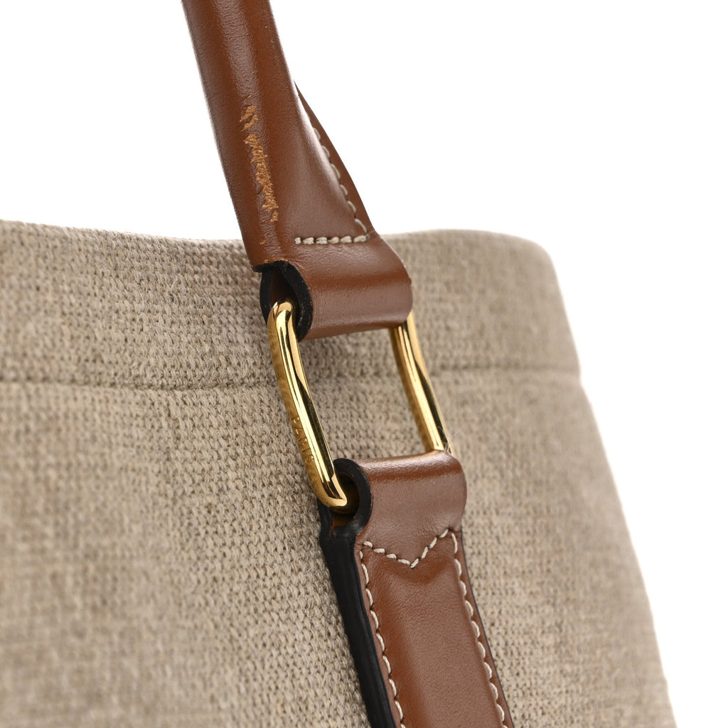 Canvas Calfskin Paris Horizontal Cabas Tan