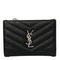 Grain De Poudre Matelasse Chevron Monogram Zipped Two-Part Wallet Black
