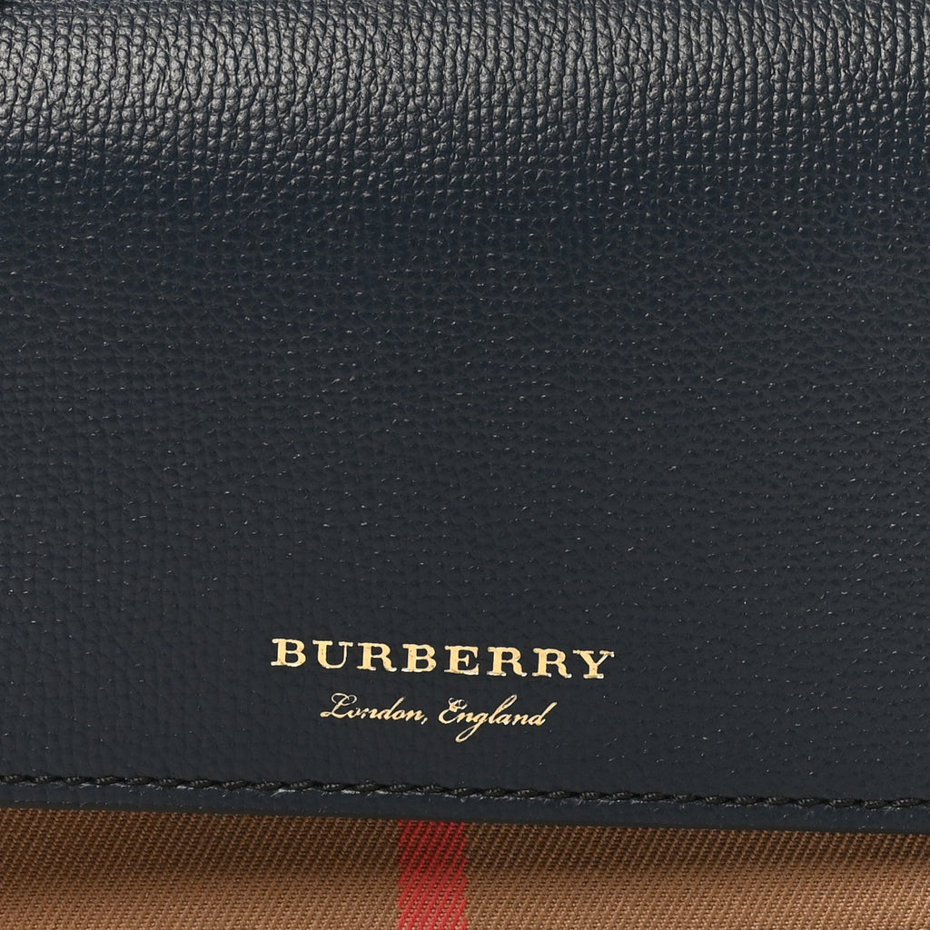 Derby Calfskin House Check Mini Hampshire Wallet On Chain Ink Blue