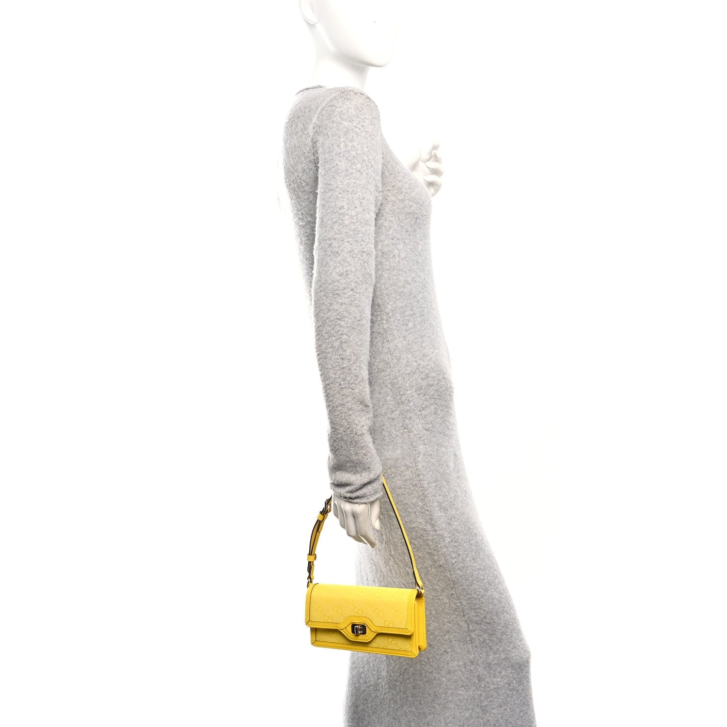 GG Monogram Scratch Lux Calfskin Mini Luce Shoulder Bag Yellow