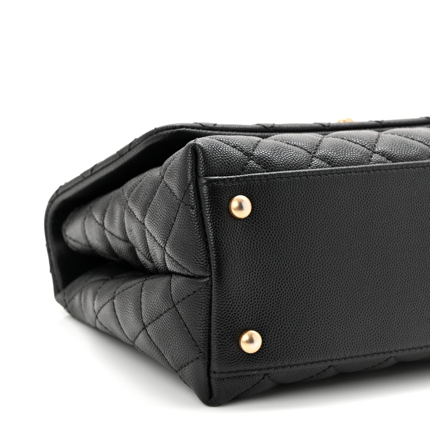 Caviar Lizard Embossed Quilted Small Coco Handle Flap Black