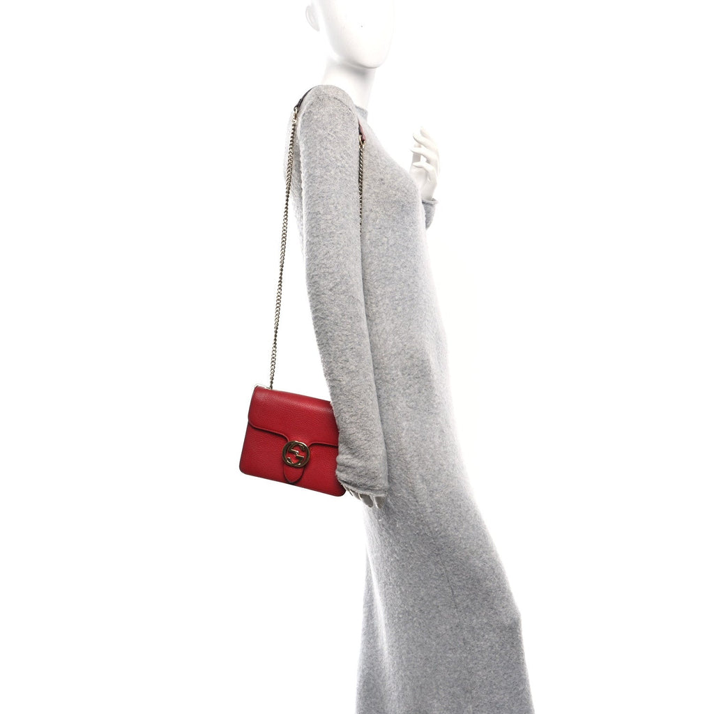 Dollar Calfskin Small Interlocking G Shoulder Bag Red
