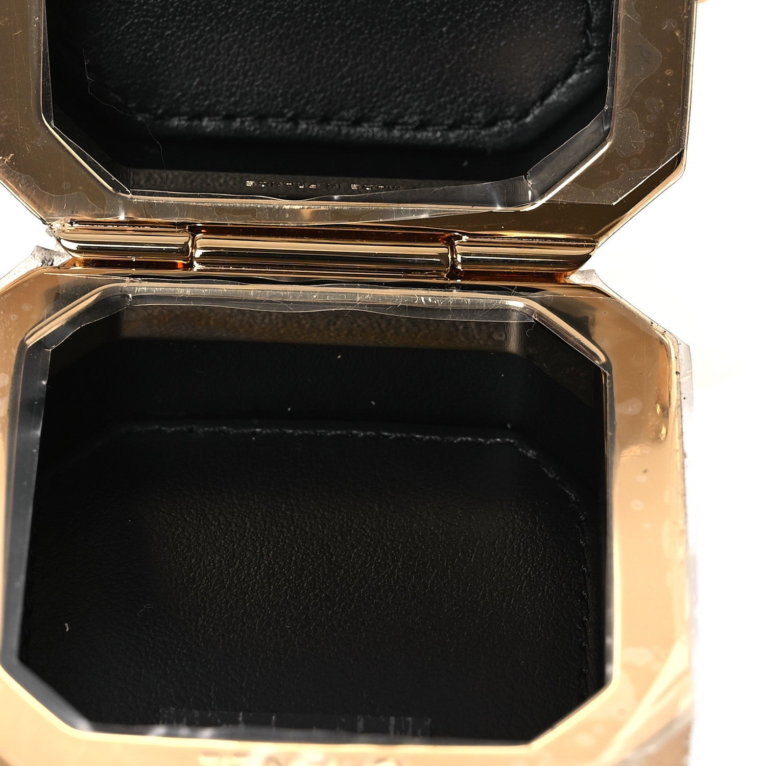 Shiny Crumpled Calfskin Minaudiere Clutch With Chain Black