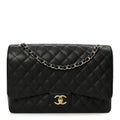 Caviar Quilted Maxi Double Flap Black