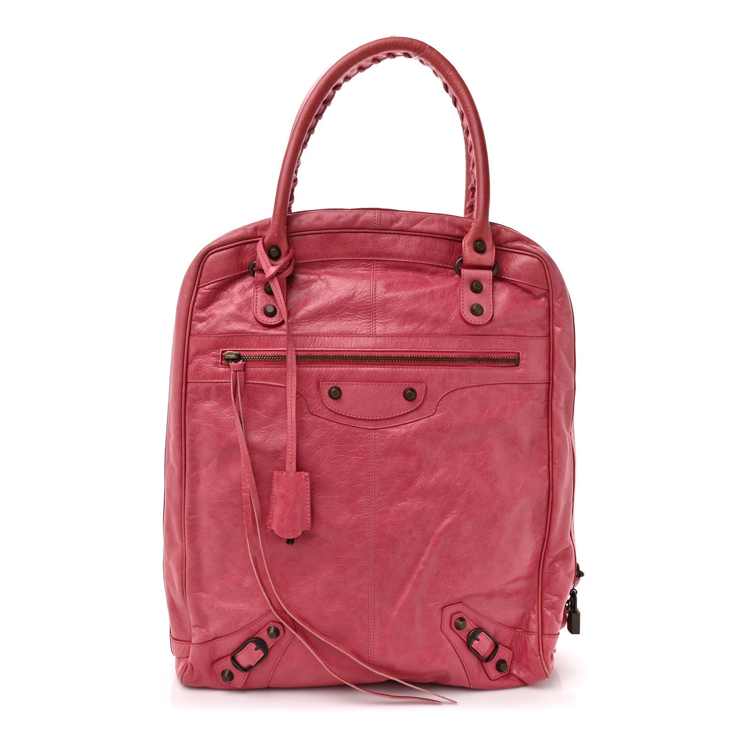 Agneau Classic Hardware Briefcase Tote Pivoine