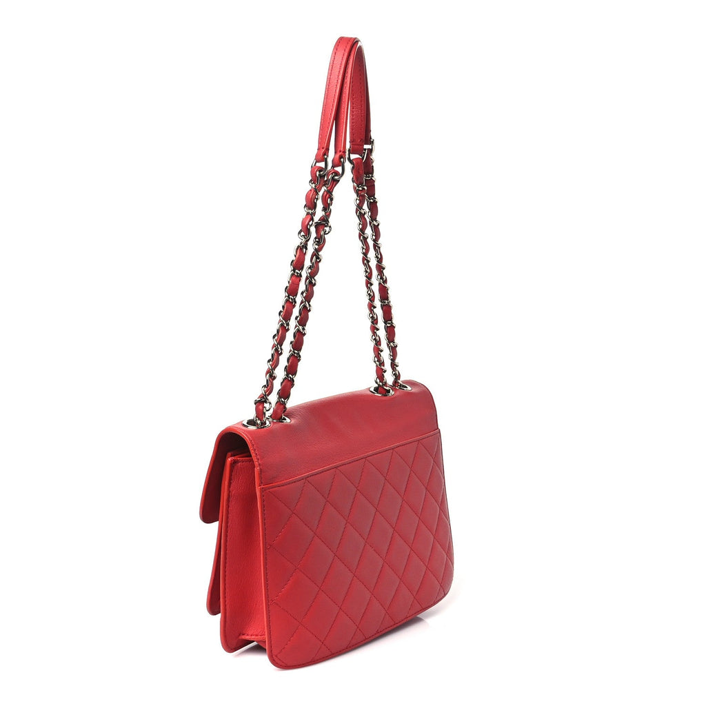 Caviar Quilted Small CC Box Top Flap Red