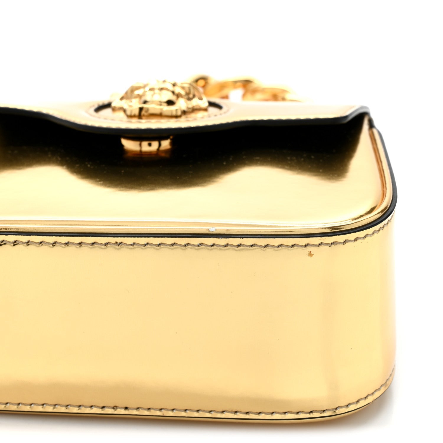 Metallic Calfskin Mini La Medusa Bag Gold