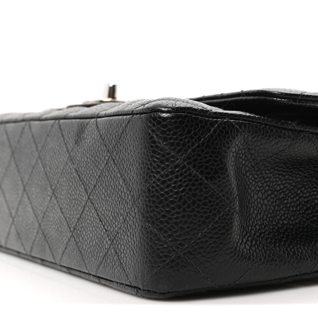 Caviar Quilted Medium Double Flap Black
