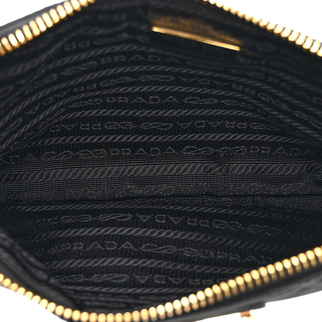 Re-Nylon Tessuto Impuntu Quilted Re-Edition 1995 Chaine Pouch Black