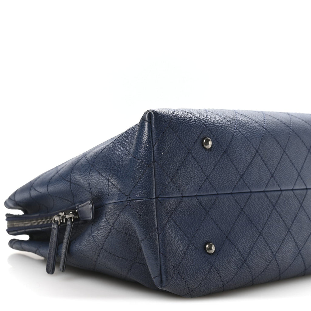 Grained Vegetal Calfskin Urban Shopping Tote Blue
