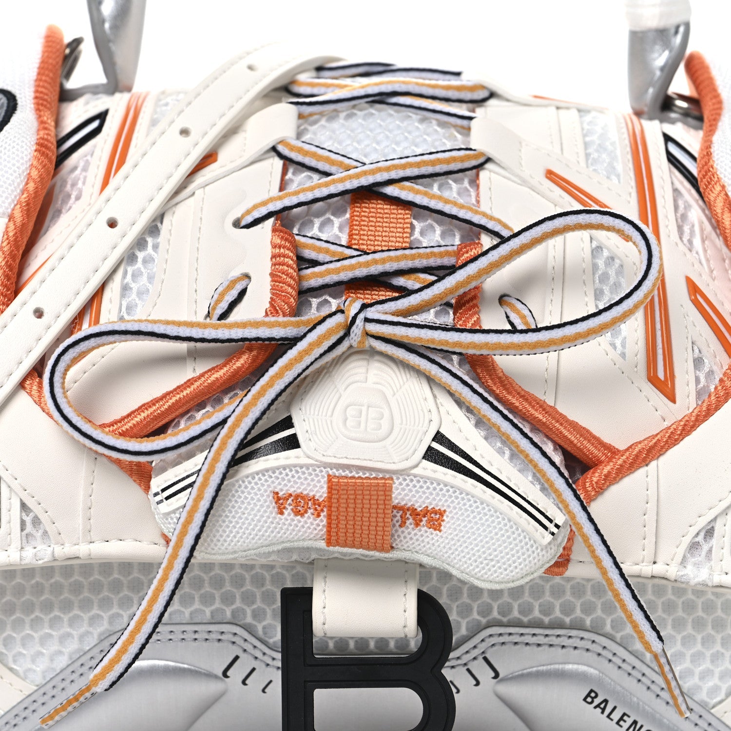 Faux Calfskin Fabric Glow In The Dark Small Sneakerhead Top Handle Bag White Orange