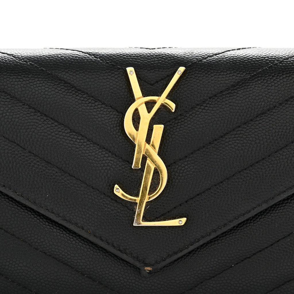 Grain De Poudre Matelasse Chevron Monogram Flap Wallet Black