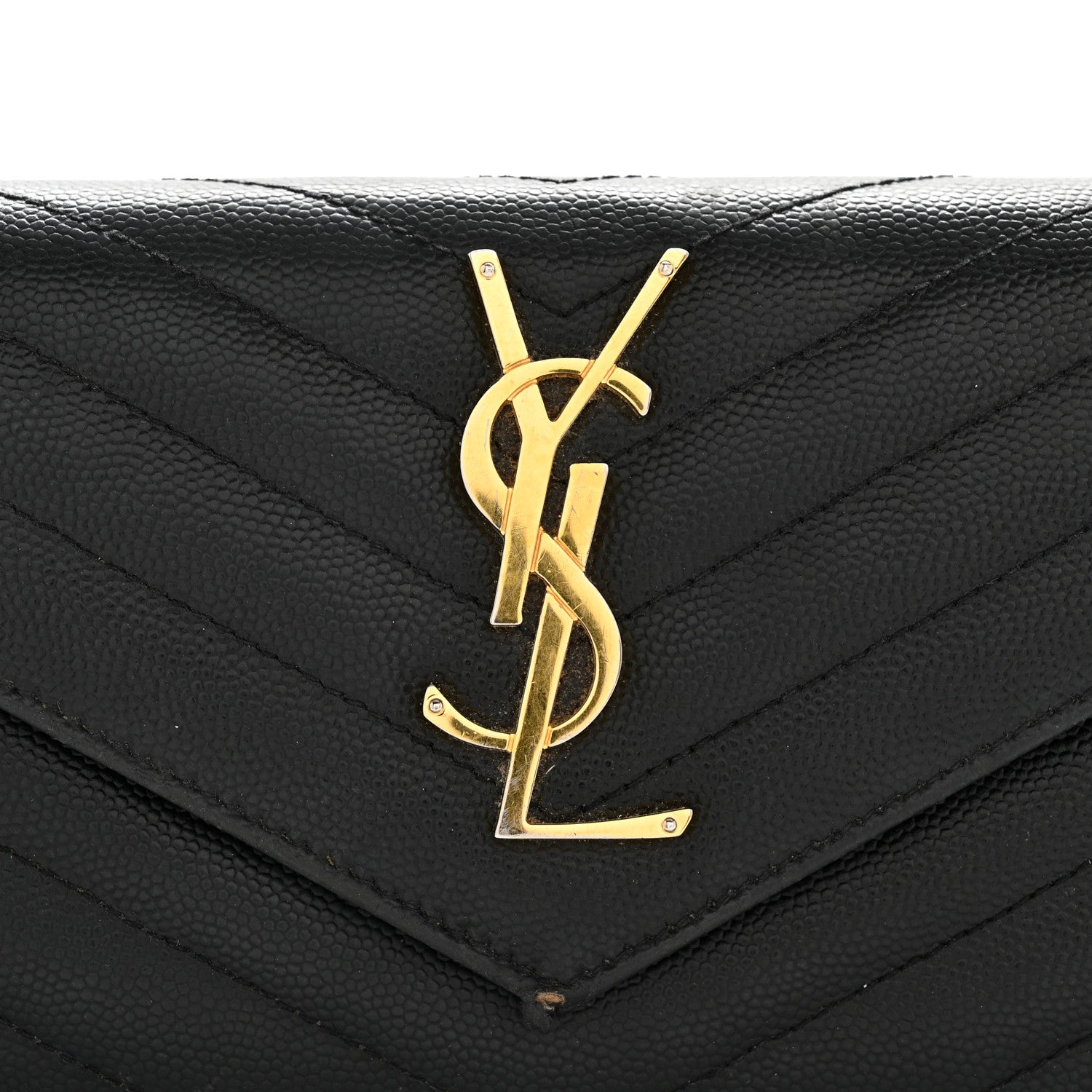 Grain De Poudre Matelasse Chevron Monogram Flap Wallet Black
