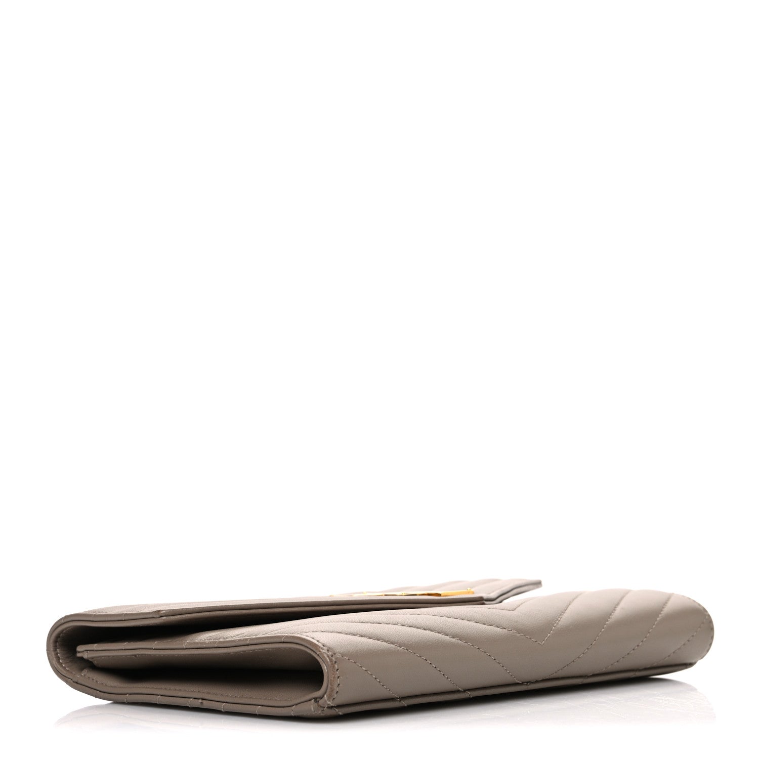 Lambskin Matelasse Chevron Monogram Cassandre Flap Pouch Dark Beige