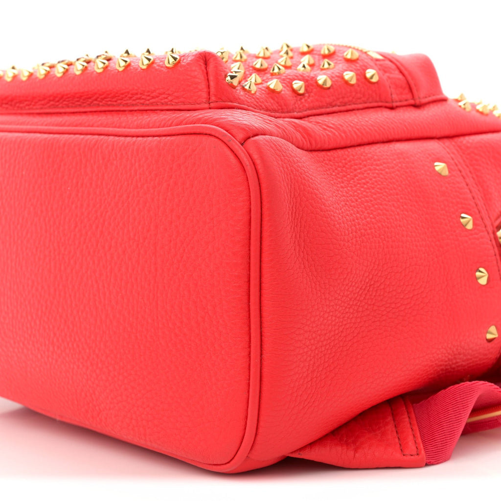 Grainy Lambskin Crystal Studded Small Stark Backpack Red