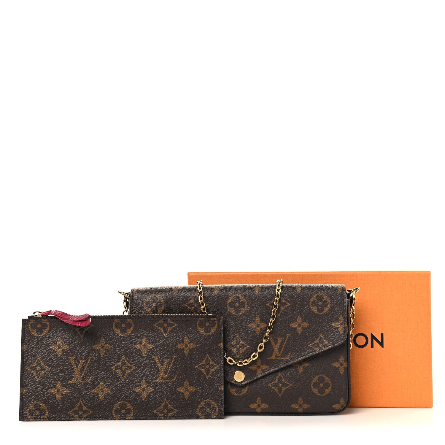 Monogram Pochette Felicie Chain Wallet Fuchsia