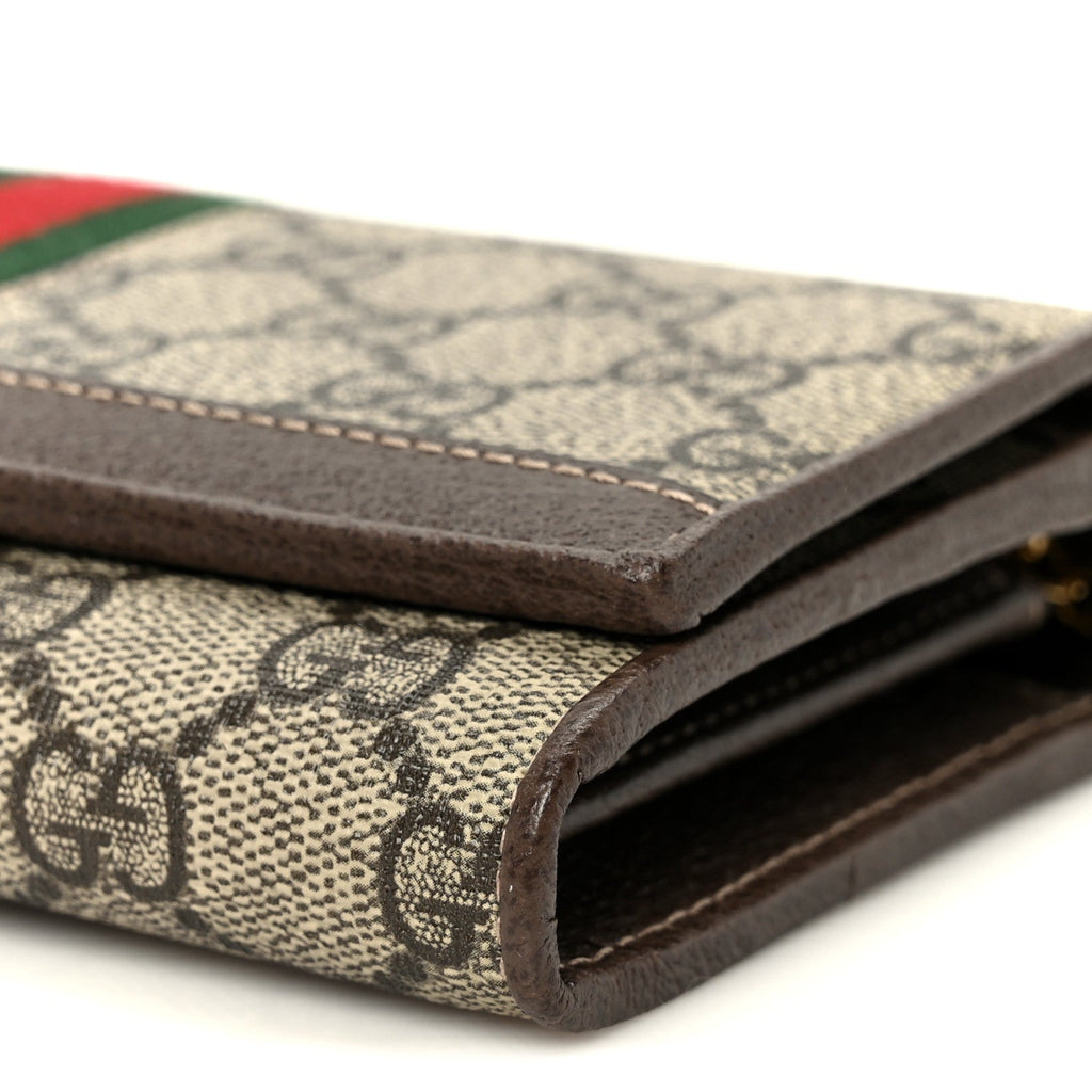 GG Supreme Monogram Web Ophidia Wallet On Chain Brown