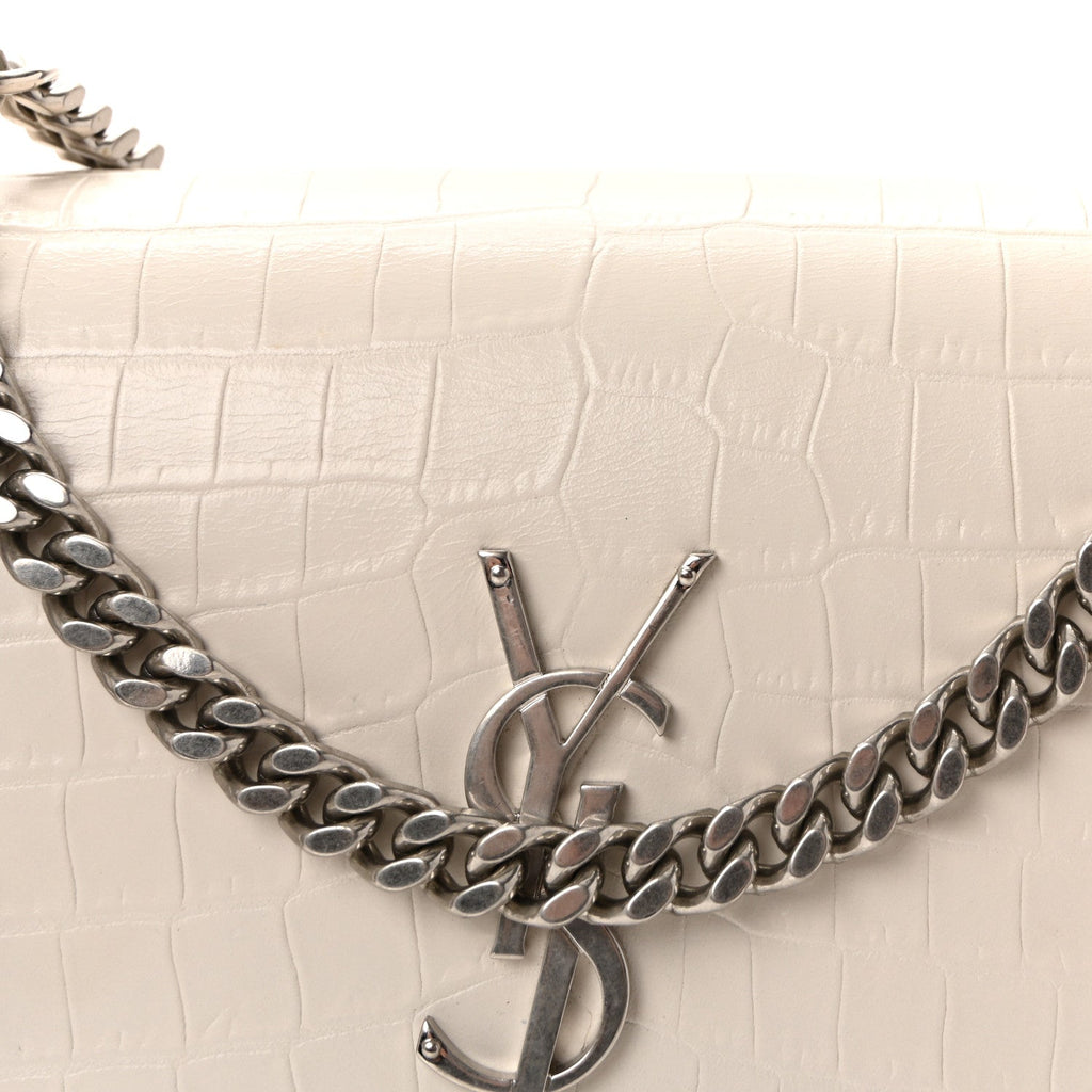Calfskin Crocodile Embossed Medium Monogram Sunset Blanc Vintage