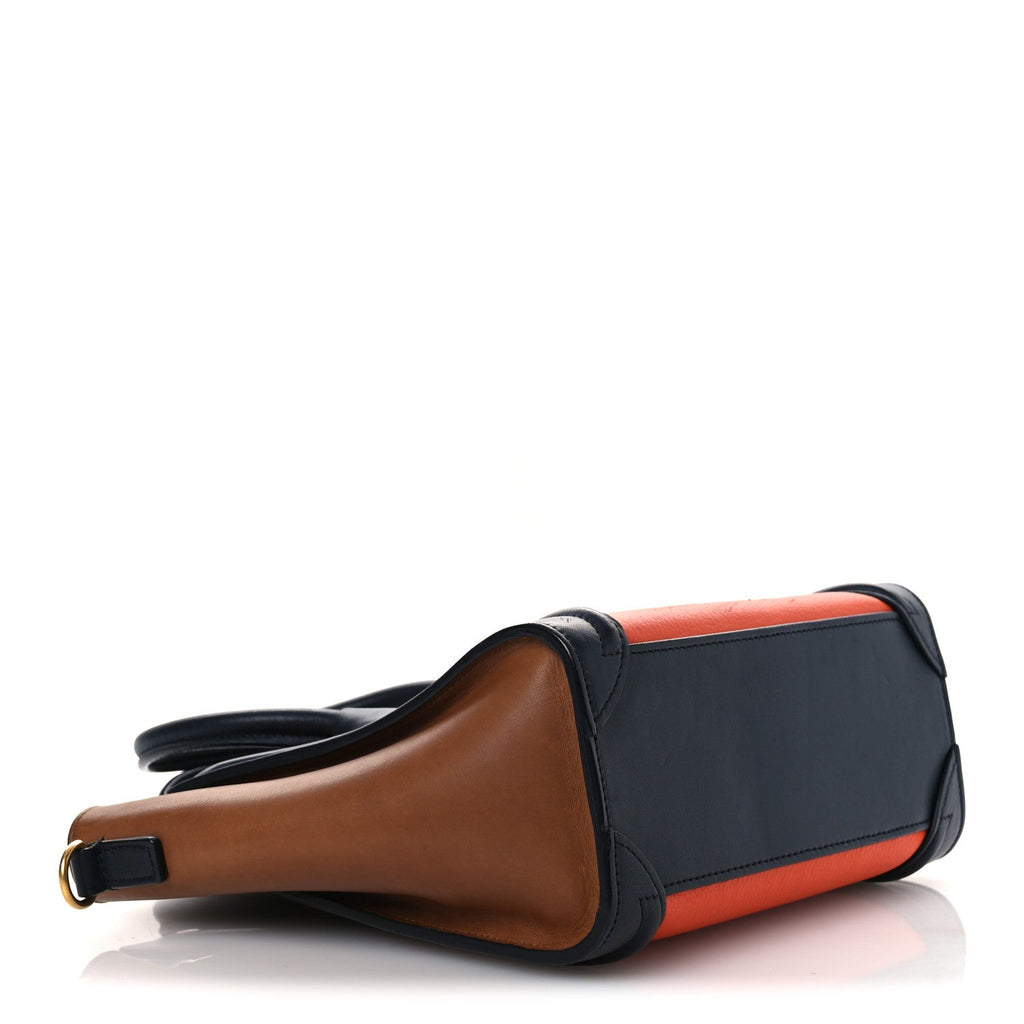Elephant Calfskin Nano Tri-Color Luggage Bright Orange
