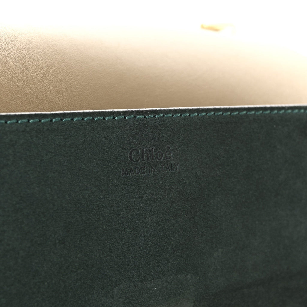 Suede Smooth Calfskin Drew Shoulder Bag Intense Green Brown
