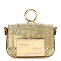 Crystal Vitello Laminato FF Nano Maxi Buckle Baguette Charm Light Gold