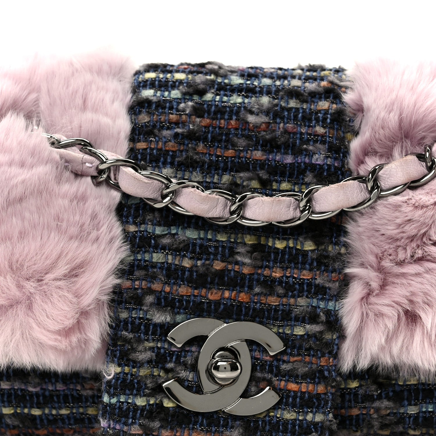 Rabbit Fur Tweed Small Fantasy Flap Lilac