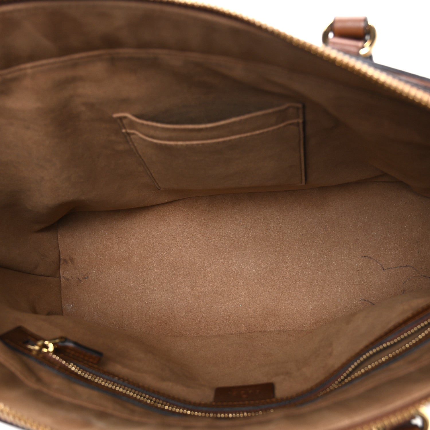 GG Supreme Monogram Medium Zippered Bucket Tote Beige Tuscany