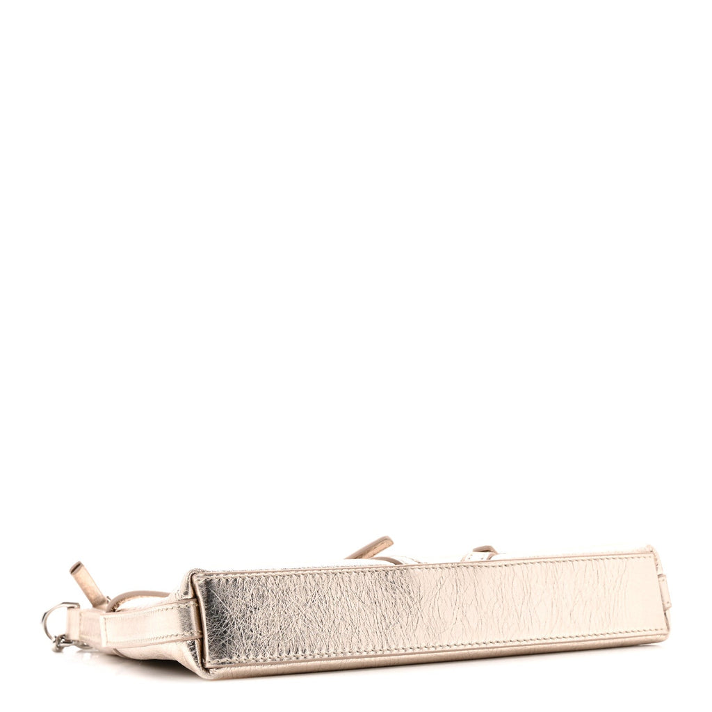 Metallic Calfskin Mini Voyou Bag Dusty Gold