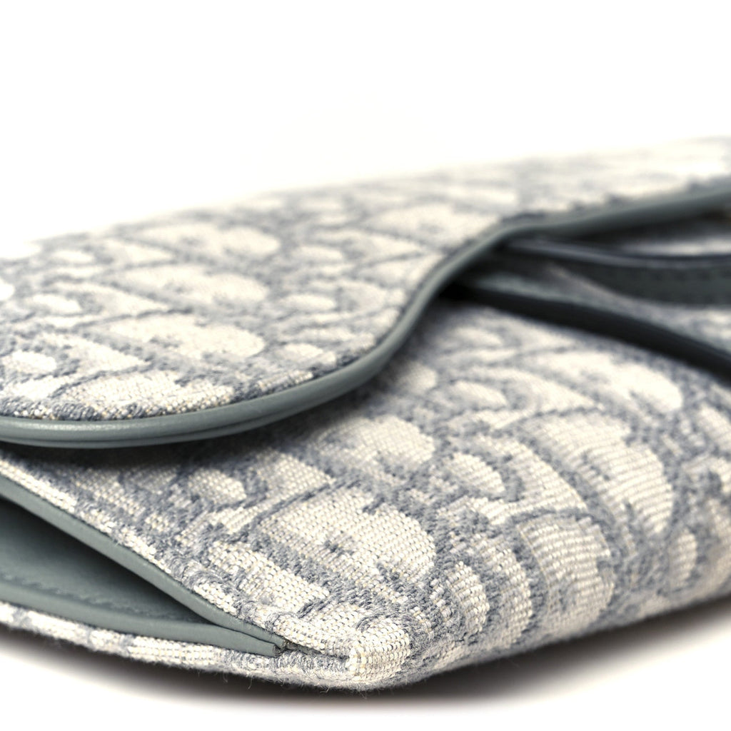 Oblique Saddle Chain Long Wallet Grey