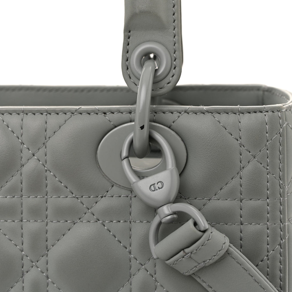 Ultra Matte Calfskin Cannage Medium Lady Dior Grey Stone