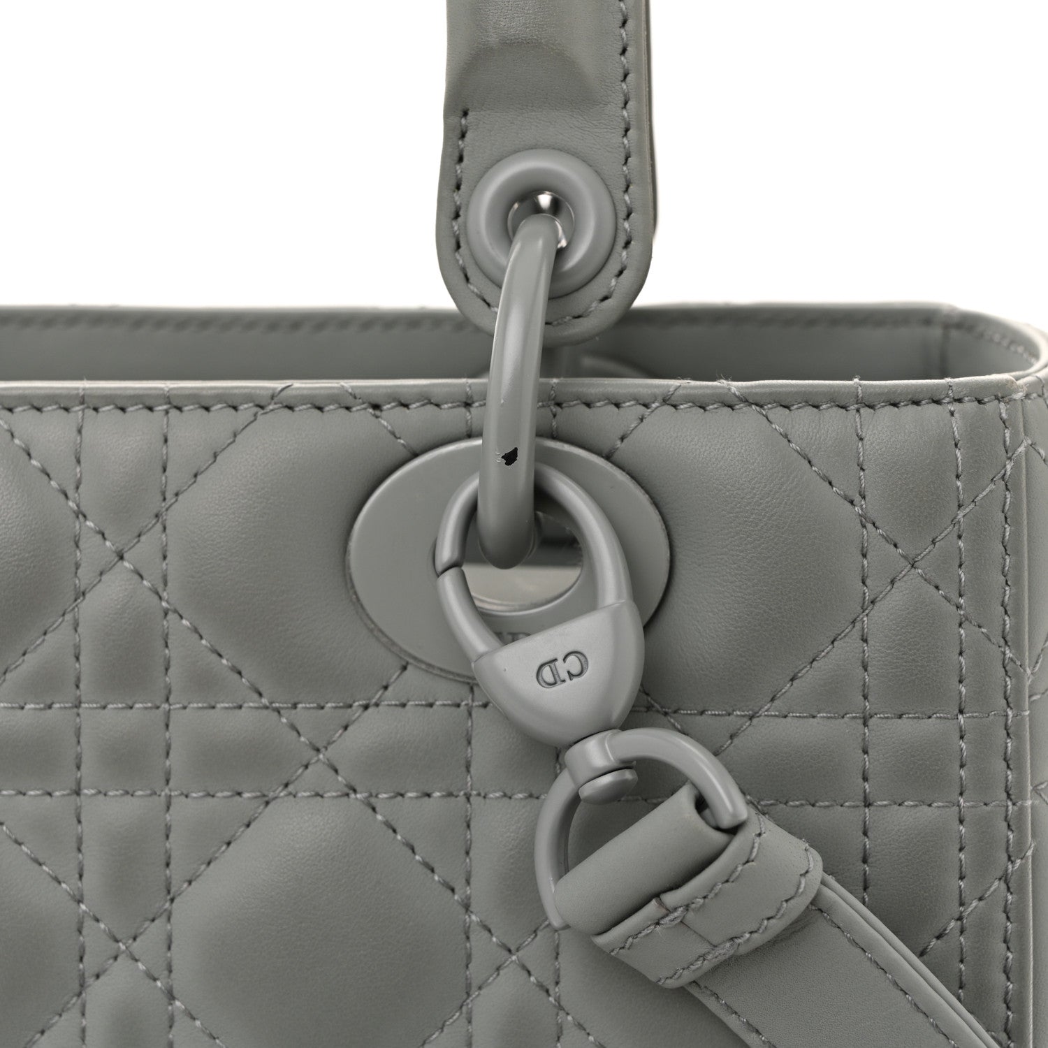 Ultra Matte Calfskin Cannage Medium Lady Dior Grey Stone