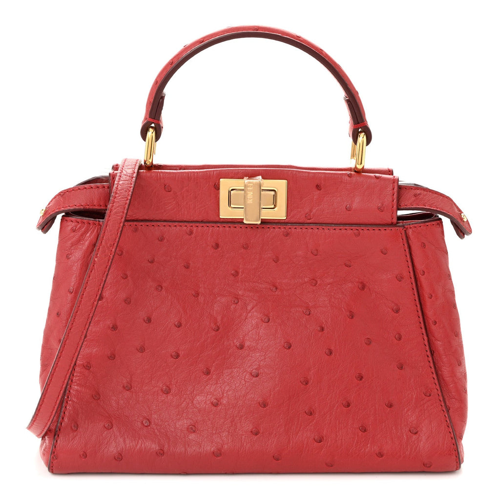 Ostrich Shiny Nappa Mini Peekaboo Iconic Satchel Fragola