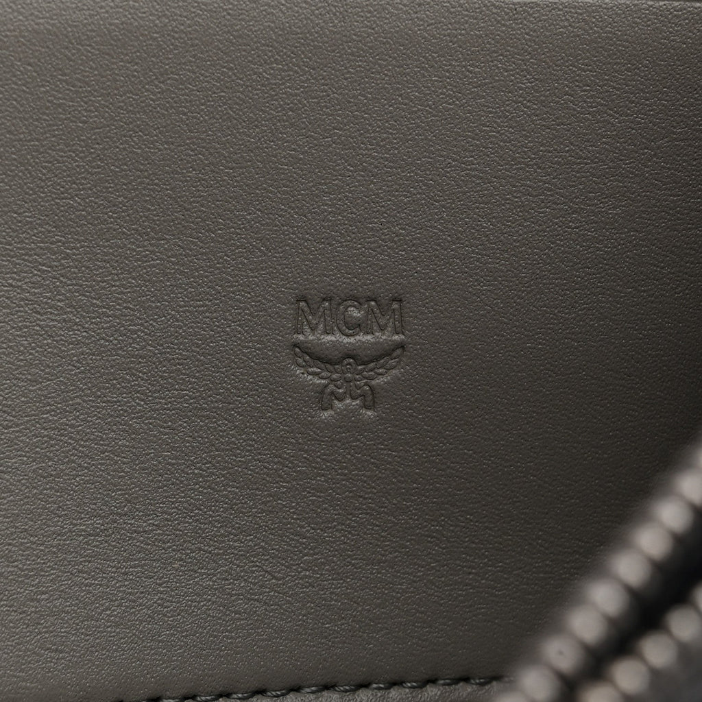 Metallic Monogram Patent Large Zip Around Wallet Silver