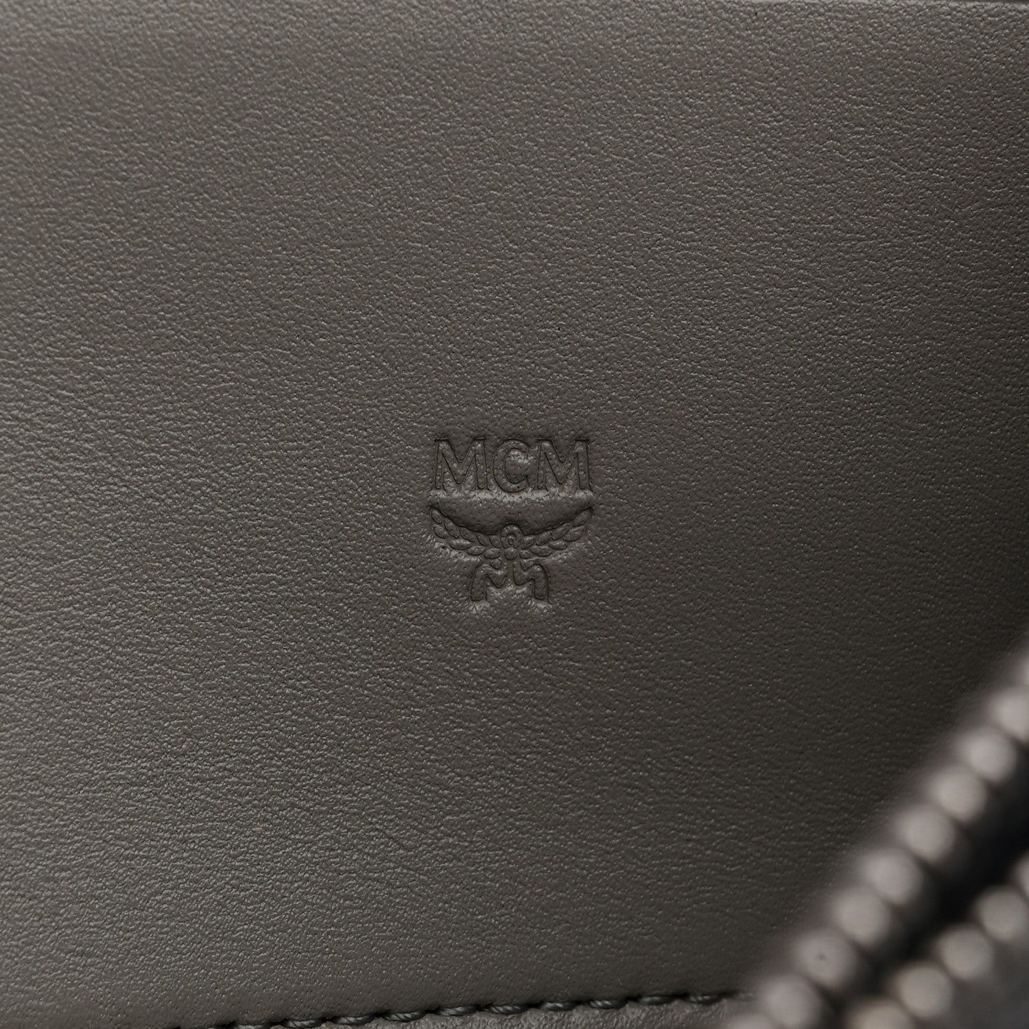 Metallic Monogram Patent Large Zip Around Wallet Silver