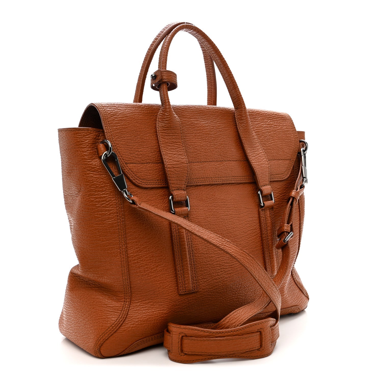 Textured Calfskin Large Pashli Satchel Amber